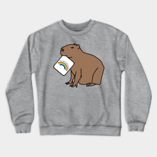 Capybara Puns with Somewhere Rainbow Crewneck Sweatshirt